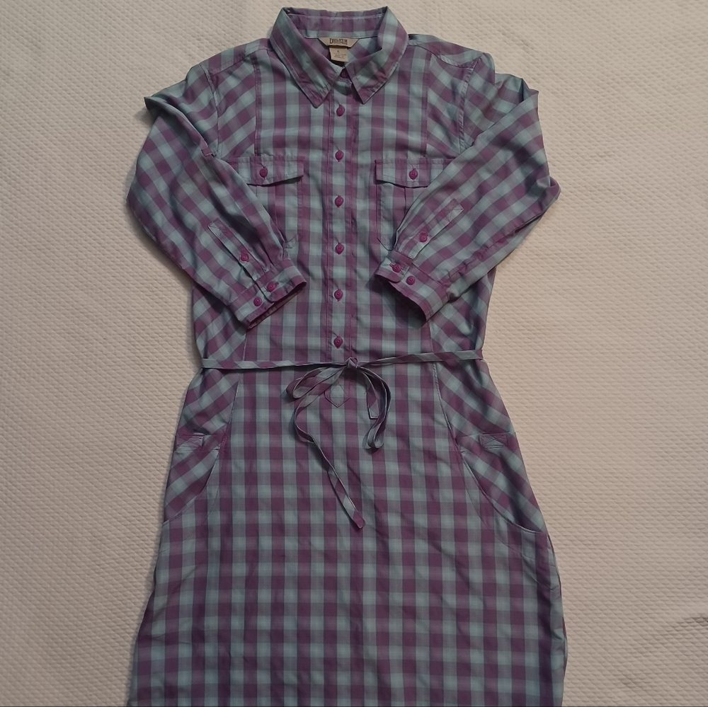 Duluth Trading Co Women's Plaid Button Down Shirt Dress 3/4 Sleeves Size Small - Picture 3 of 7